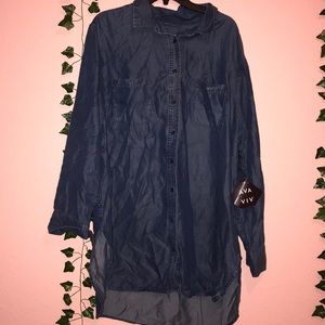 Blue jean button down shirt